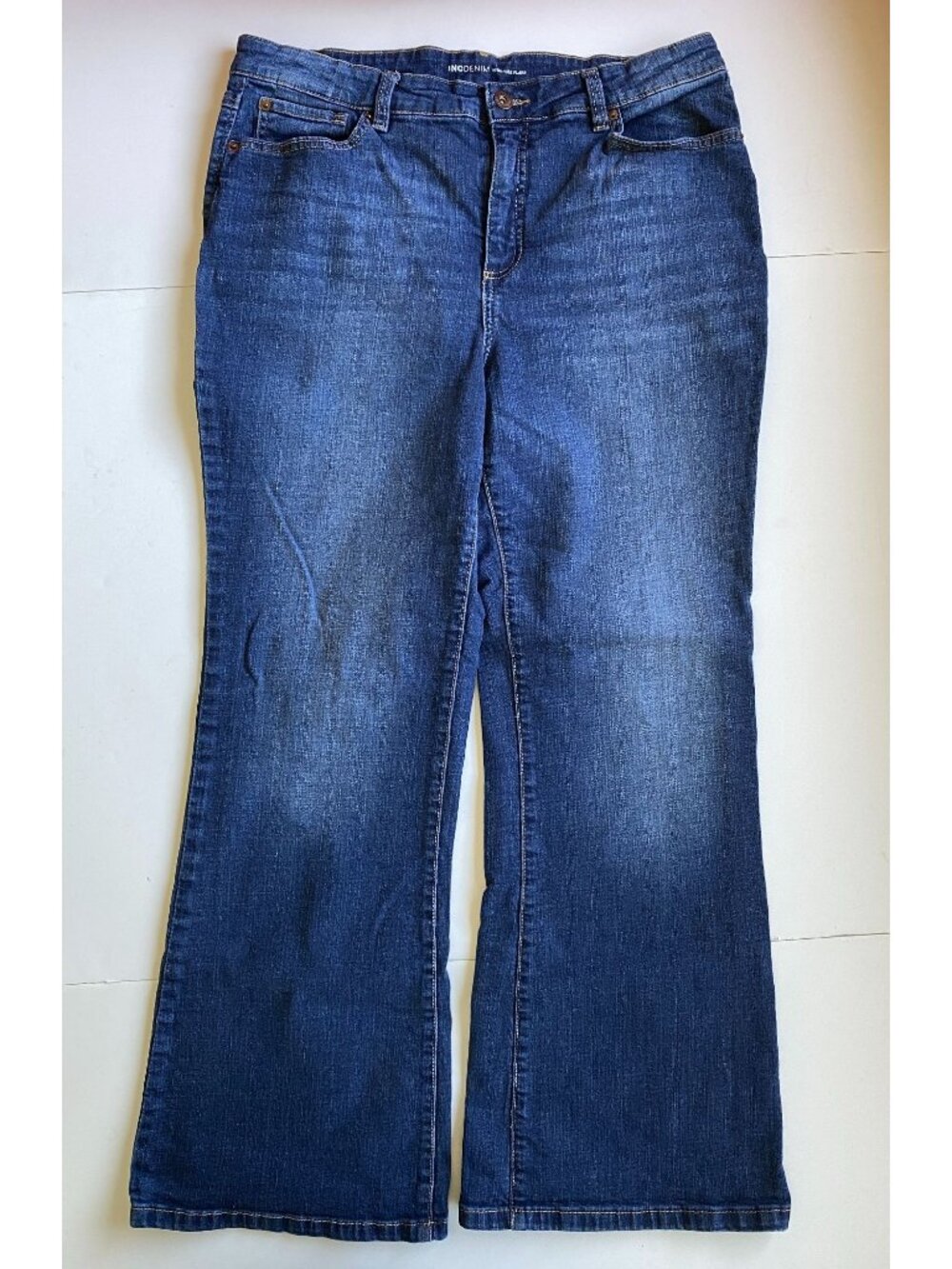 INC Denim International Concepts Womens High Rise Flare Jeans Size 18 Dark Wash